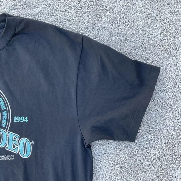 Hanes Men’s Vintage Rodeo 1994 Reno Nevada Single Stitch Black Cowboy Wester L
